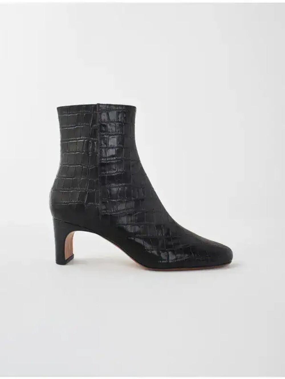 Maje Croc-Effect Embossed Leather Boots W Heels